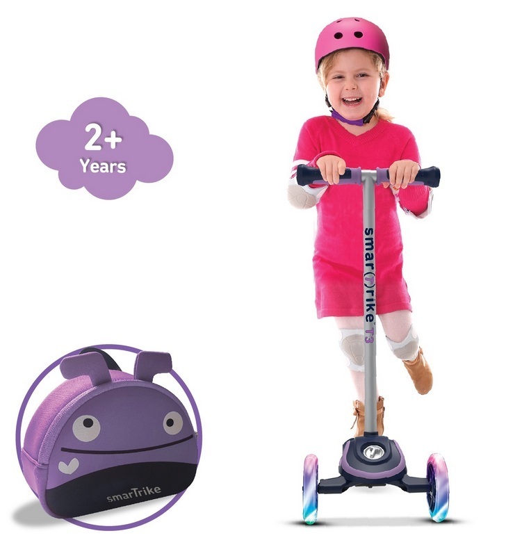 Smart Trike Scooter T3, Kolobežka so svietiacimi kolesami a ruksakom,  fialová, od 2r+ - Kolobežky | Babys.sk