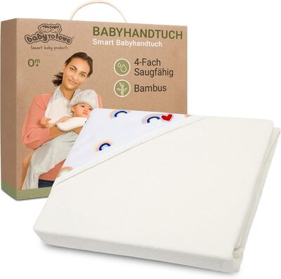 BabyToLove Bambus-Handtuch mit Kapuze für Babys und Kinder – Motiv Regenbogen