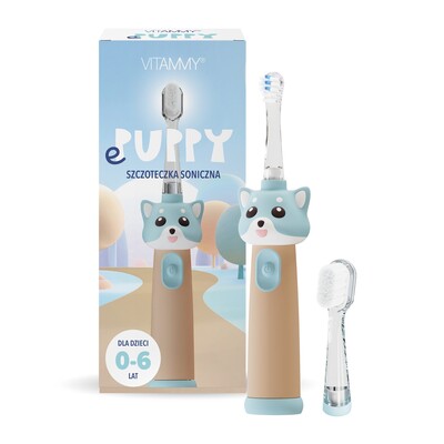 VITAMMY ePUPPY Kinder Schallzahnbürste (0–6 Jahre) + 2 Bürstenköpfe – Blau