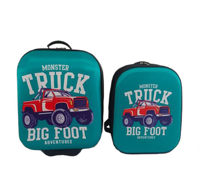 Marko Kinder-Reiseset Koffer und Rucksack 2in1 - Monster Truck