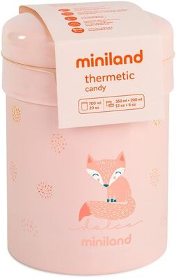 Miniland Dolce Thermos für Lebensmittel mit 2 hermetischen Behältern, 700 ml, rosa