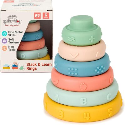 BabyToLove Stapeln und Lernen Weiche sensorische Ringe - edukative Stapelpyramide für Babys
