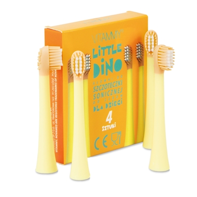 VITAMMY LITTLE DINO Pótfej gyermek sonic fogkefékhez (4 db – Sárga)