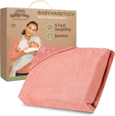 BabyToLove Bambus-Handtuch mit Kapuze für Babys und Kinder – rosa Glanz