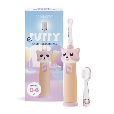 VITAMMY ePUPPY Kinder Schallzahnbürste (0–6 Jahre) + 2 Bürstenköpfe – Rosa