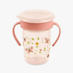Miniland Auslaufsicherer 360° Becher für Kinder Explorer, 270ml, Schmetterlinge
