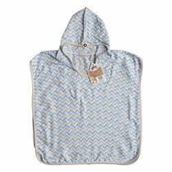XKKO BMB Scandinavian Chevron Bambusové pončo, baby blue, veľ. 2, 2-3roky