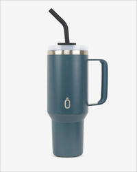 Runbott Latt Thermobecher mit Griff und Strohhalm – 1100 ml, blau
