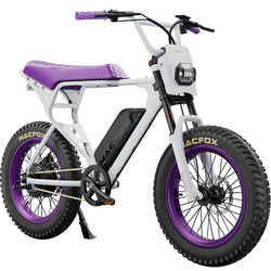 Macfox X1S Elektrický bicykel (Moped-Style), Fat Bike kolesá, vysoký dojazd, fialový