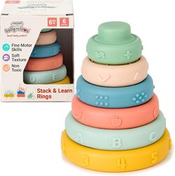 BabyToLove Stapeln und Lernen Weiche sensorische Ringe - edukative Stapelpyramide für Babys