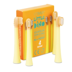 VITAMMY LITTLE DINO Ersatzbürsten für Kinder-Schallzahnbürsten (4 Stück – Gelb)