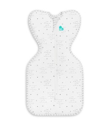 Love To Dream Swaddle UP - Größe XS - weiß, Aufdrucke STAGE1 - 0,2 TOG Original