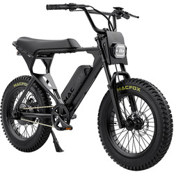 Macfox X1S Elektrický bicykel (Moped-Style), Fat Bike kolesá, vysoký dojazd, čierna