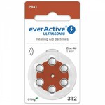 everActive Ultrasonic 1,45 V Csereelem hallókészülékekhez, 312-es méret, 6 db