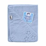 XKKO Organic BIO Cotton frottír törölköző kapucnival 90x90 - Baby Blue Stars