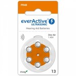 everActive Ultrasonic 1,45 V Csereelemek hallókészülékekhez, 13-as méret, 6 db